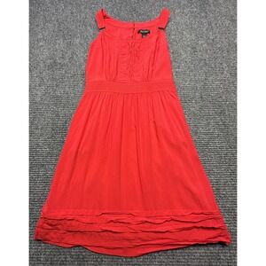 White House Black Market Dress Womens XS Red Sleeveless Ruffle A-Line All Season